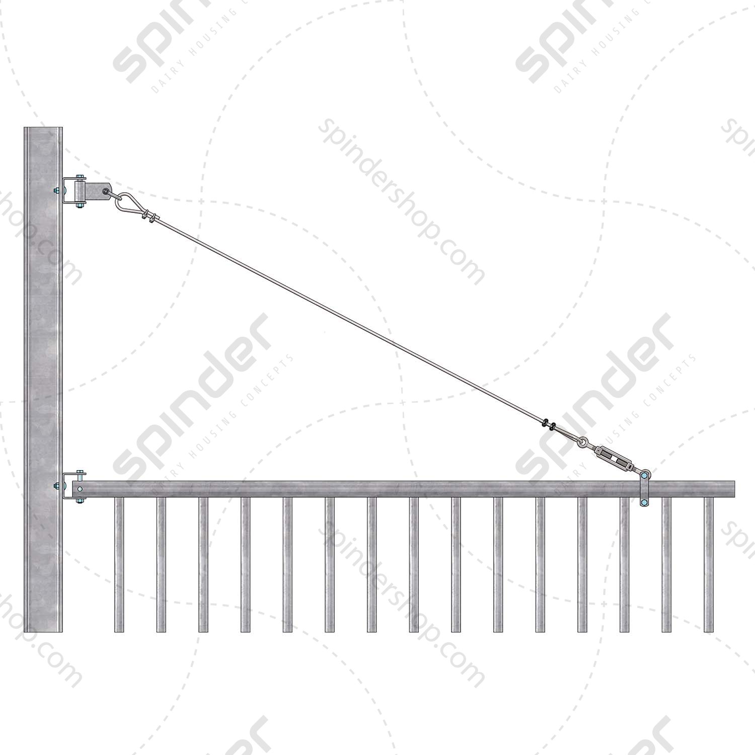 0391300-schoorset-spinder Schoorset voor draaihek 1,5" en 2" - Afbeelding 2