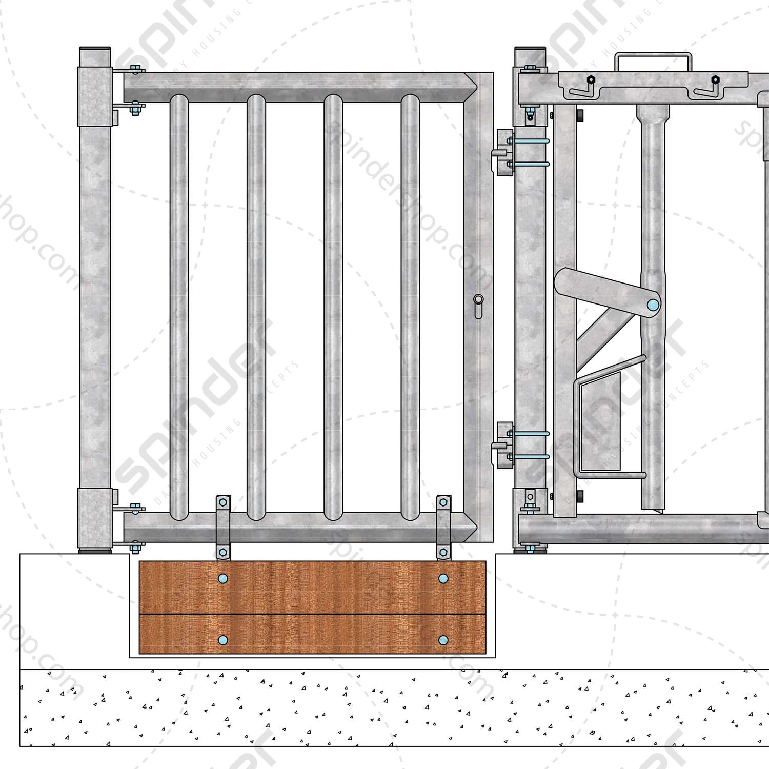 stierenhek-spinder2 Stel hangbanden voor stierebox deur compleet - Afbeelding 2