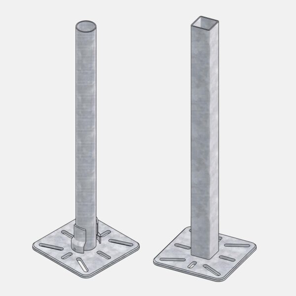 Opbouw standpijp met grote voetplaten 30x30