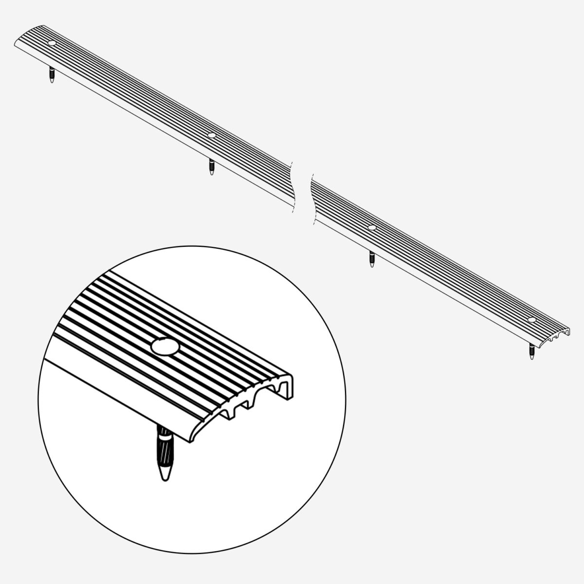 Aluminium eind bevestigingsprofiel 180cm - Afbeelding 1